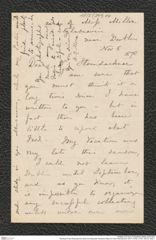 Nachlass Franz Steindachner, Brief von Alexander Goodman More an Franz Steindachner (05.11.1878), Inv.Nr. 349.04, Seite 1